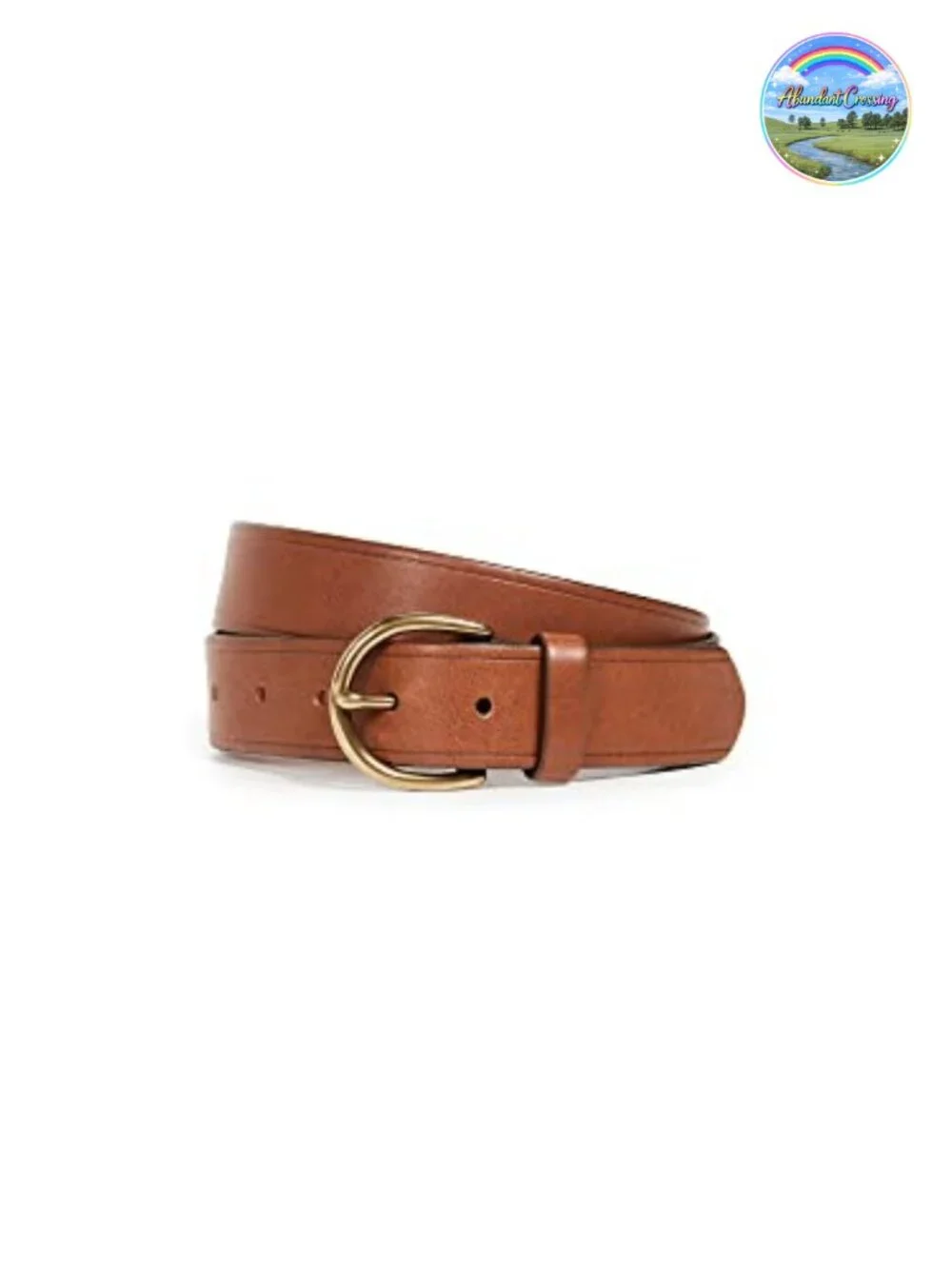 Medium Leather Belt Gold-Tone Buckle Adjustable Cowhide